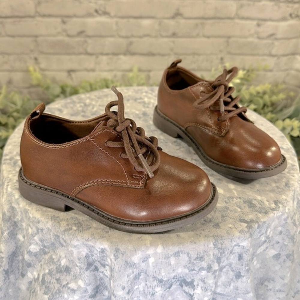 Carter’s Spencer Brown Faux Leather Plain Toe Dress Oxfords Little Boys 7M🤎EUC